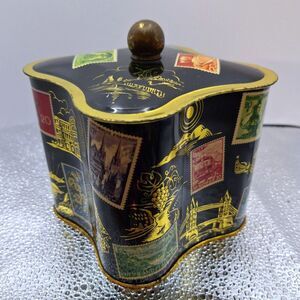 A Vintage Western Germany Biscuit Tin Postage Stamp Travel Odd Shaped